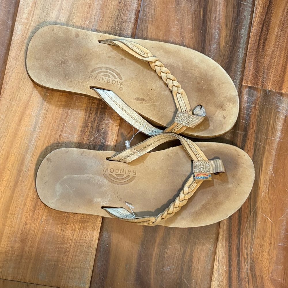 Rainbow Kids Tan Flip Flops